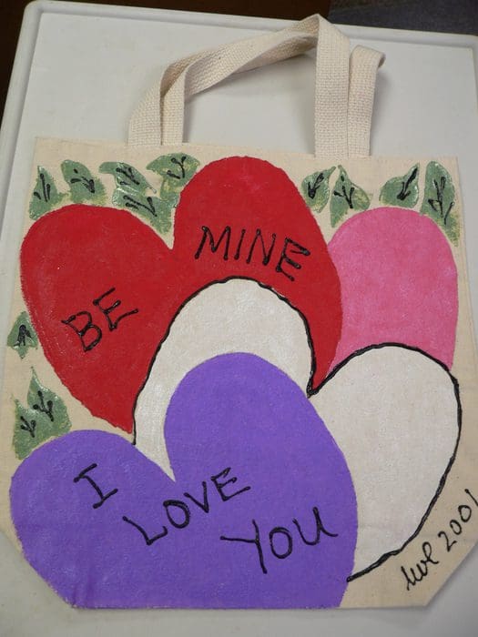 "Be Mine" Hand-Painted Tote by Linda Lewis