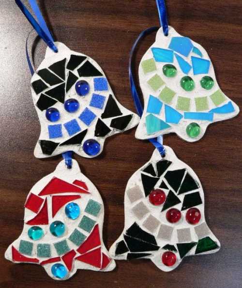"Mosaic Christmas Bell Ornament" by Linda Lewis