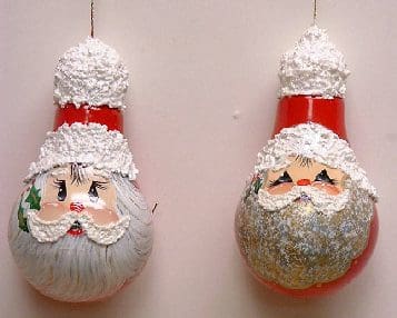 Lightbulb Santa Ornament by Linda Faber