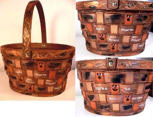 HALLOWEEN HAND PAINTED BASKET BY LINDA LEWIS